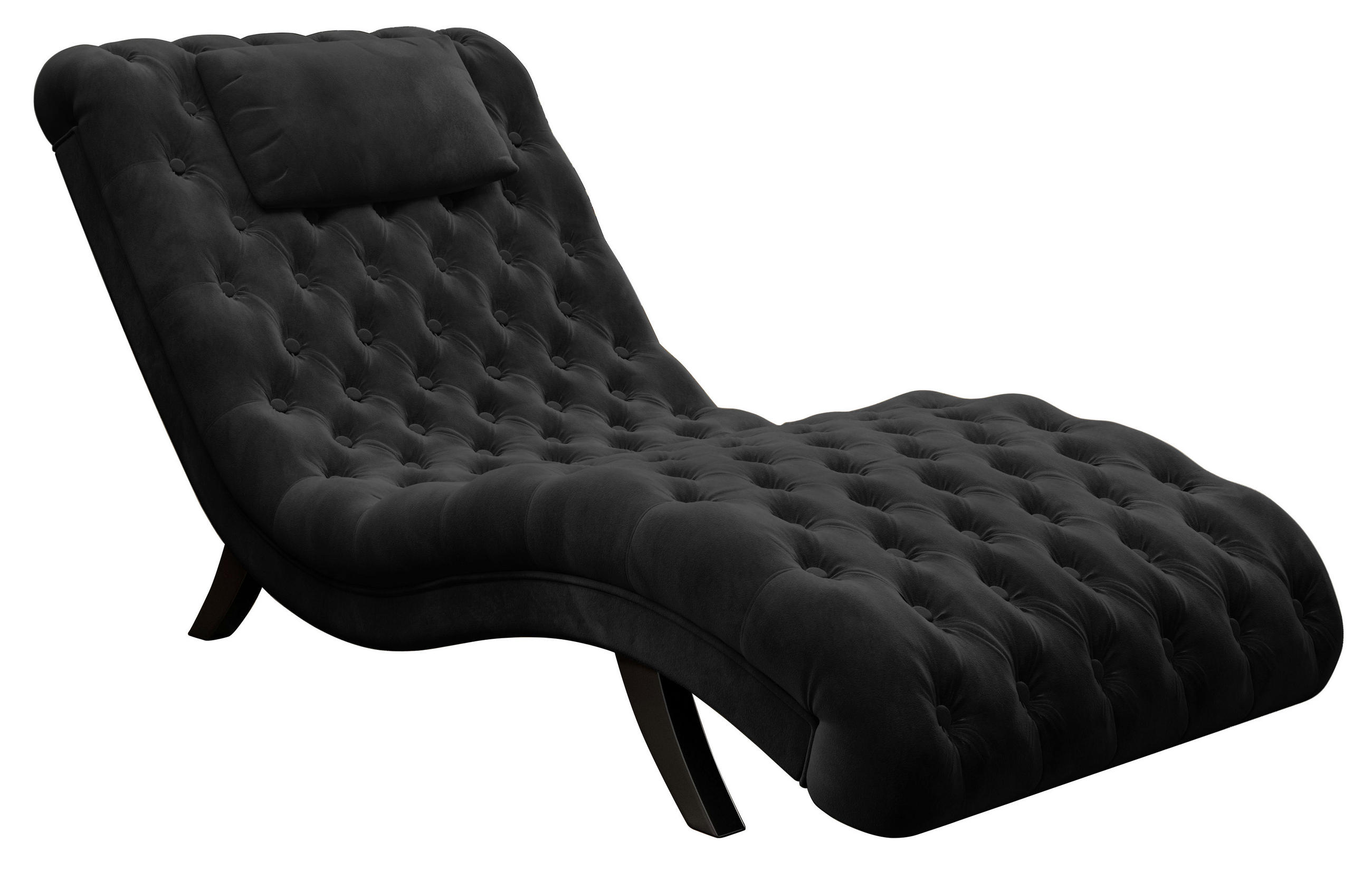 FOTOLIU ȘEZLONG DE RELAXARE in textil negru  - negru, Trend, lemn/textil (73/75/163cm) - Ambia Home