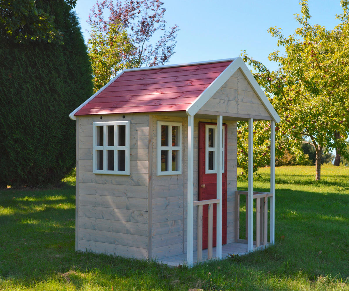 SPIELHAUS 120/155/120 cm  - Rot/Naturfarben, KONVENTIONELL, Holz (120/155/120cm)