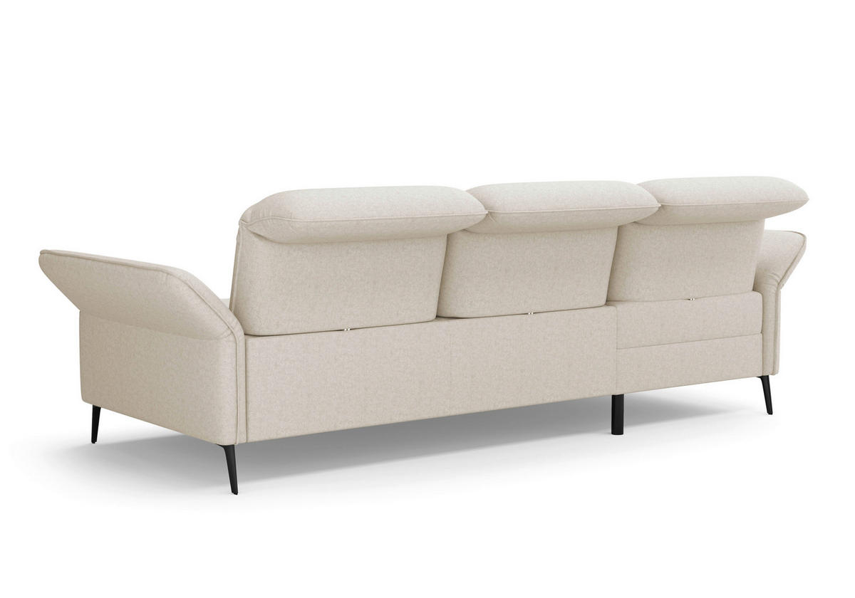 ECKSOFA in Flachgewebe Creme  - Creme/Schwarz, Konventionell, Textil/Metall (198/264cm) - Sit & More