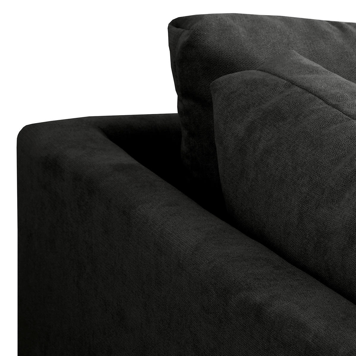 ECKSOFA inkl. Hocker Ariella Schwarz Mikrofaser Rückenkissen, Hocker  - Schwarz/Naturfarben, Design, Holz/Textil (161/231cm) - Livetastic