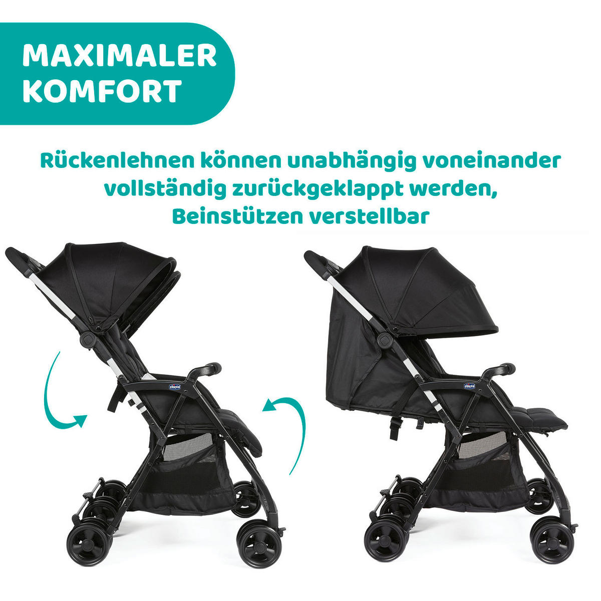 ZWILLINGSWAGEN OHLALÀ TWIN  - Schwarz, Basics, Metall (78/101/88cm) - Chicco