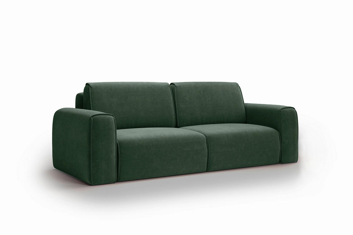 SCHLAFSOFA Tuzzi in Velours Dunkelgrün  - Dunkelgrün/Schwarz, Basics, Kunststoff/Textil (252/94/105cm) - Livetastic