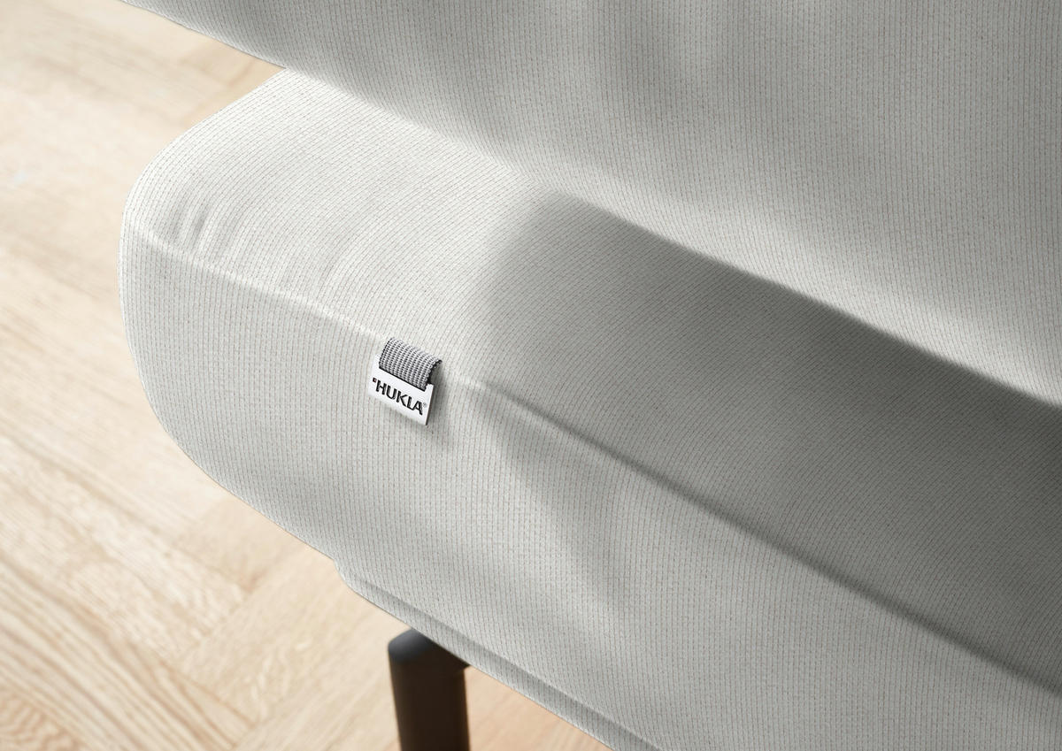 ECKSOFA in Chenille Ecru  - Ecru/Schwarz, Design, Textil/Metall (224/305cm) - Dieter Knoll