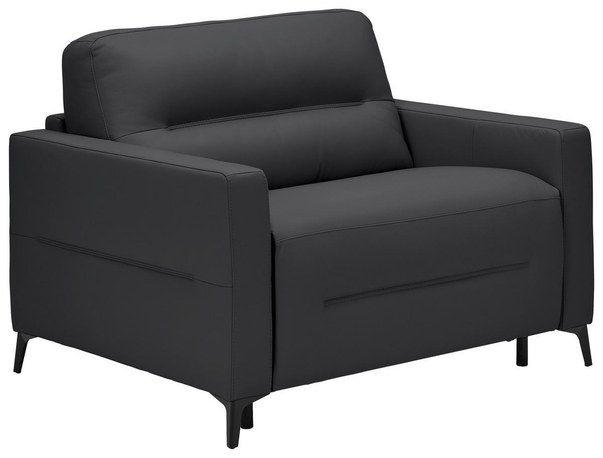 SCHLAFSESSEL Echtleder Schwarz    - Schwarz, Design, Leder/Metall (115/89/97cm) - Novel