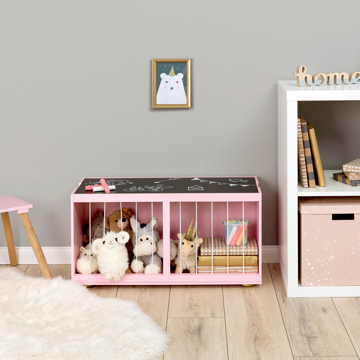 AUFBEWAHRUNGSBOX    70/30/37 cm  - Goldfarben/Rosa, Basics, Holz/Holzwerkstoff (70/30/37cm) - MUSTERKIND