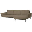 ECKSOFA in Echtleder Hellbraun  - Hellbraun/Schwarz, Design, Leder/Metall (319/182cm) - Valnatura