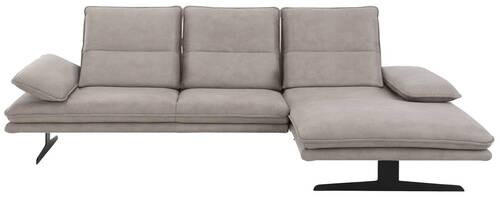ECKSOFA in Mikrofaser Grau - Schwarz/Grau, Design, Textil/Metall (291/164cm) - Chilliano