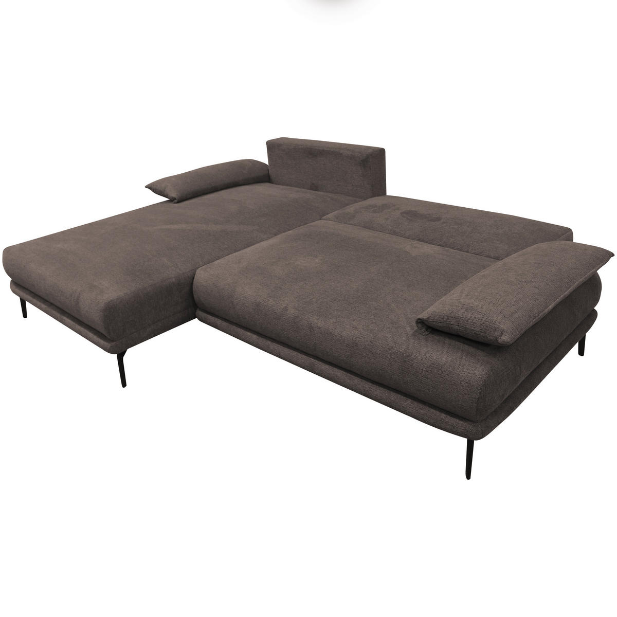 ECKSOFA Graubraun Webstoff  - Graubraun/Schwarz, Design, Textil/Metall (192/260cm) - MID.YOU