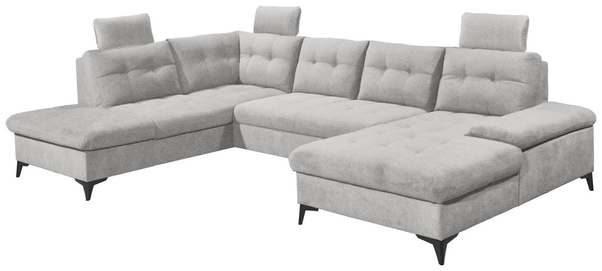 WOHNLANDSCHAFT in Webstoff Grau  - Schwarz/Grau, Konventionell, Kunststoff/Textil (218/324/170cm) - MID.YOU