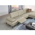 ECKSOFA in Echtleder Ecru  - Ecru/Schwarz, Design, Leder/Metall (325/157cm) - Dieter Knoll