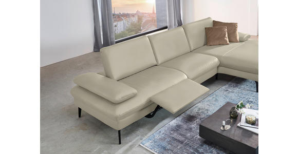 ECKSOFA in Echtleder Ecru  - Ecru/Schwarz, Design, Leder/Metall (325/157cm) - Dieter Knoll