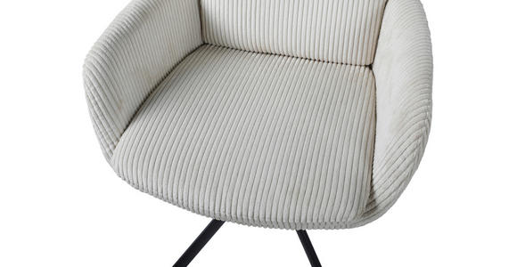 ARMLEHNSTUHL in Eisen Cord - Creme/Schwarz, Design, Textil/Metall (64/89/67cm) - Novel
