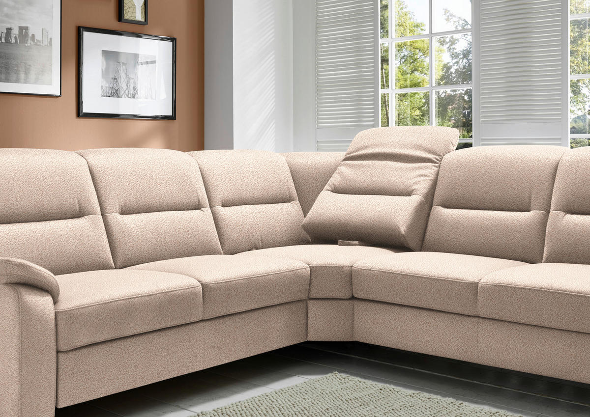 ECKSOFA in Mikrofaser Beige  245/303 cm  - Beige/Schwarz, KONVENTIONELL, Holz/Textil (245/303cm) - Beldomo Comfort