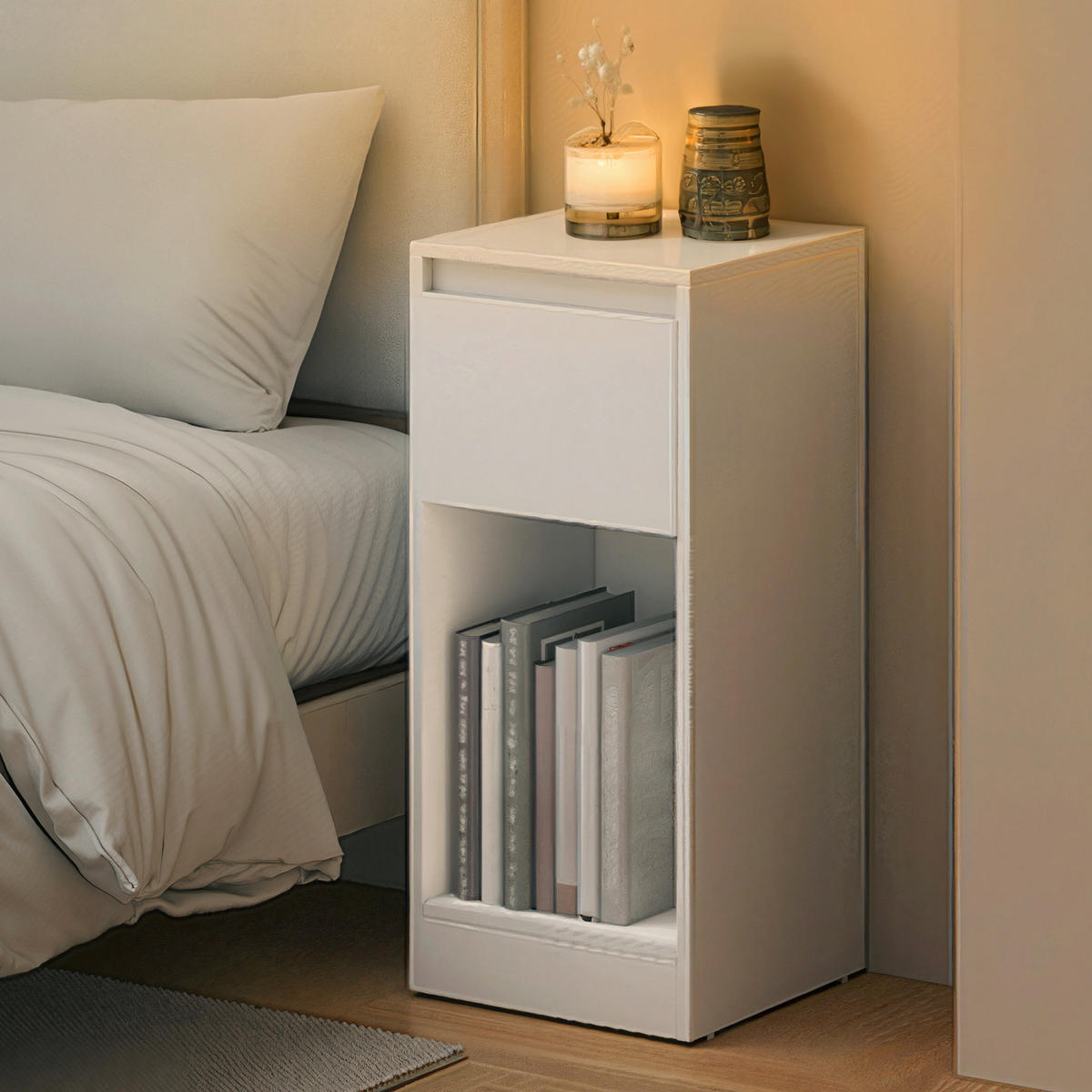 NACHTSCHRANK 25/59,5/30 cm  - Weiß, KONVENTIONELL, Holzwerkstoff (25/59,5/30cm) - Boxxx