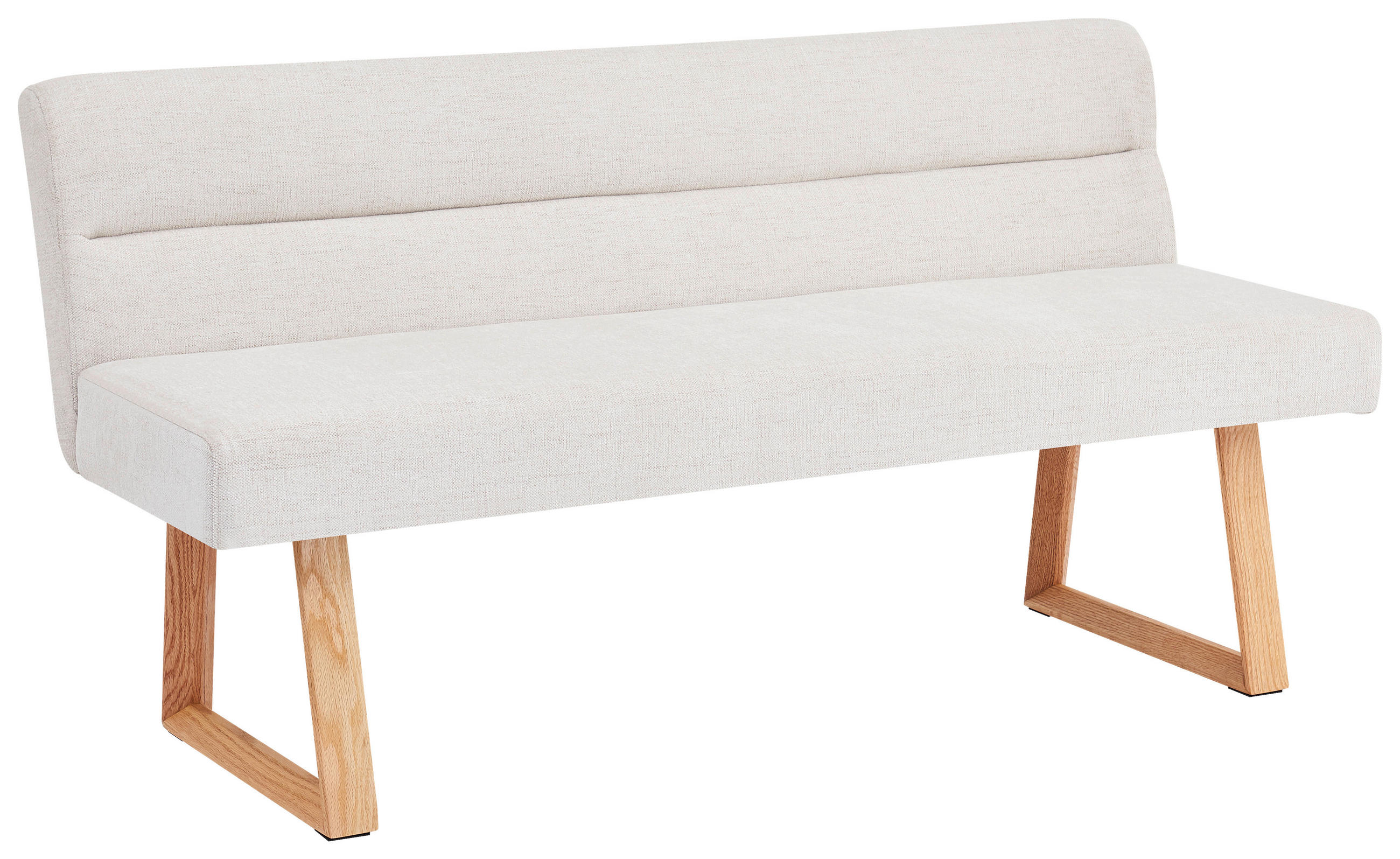 SITZBANK 160/82/61 cm Leinenoptik Eichefarben, Beige Eiche massiv  - Eichefarben/Beige, MODERN, Holz/Textil (160/82/61cm) - Livetastic