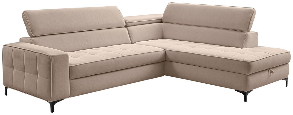 ECKSOFA  in Struktur Taupe  251/203 cm  - Taupe/Schwarz, Design, Textil/Metall (251/203cm) - MID.YOU