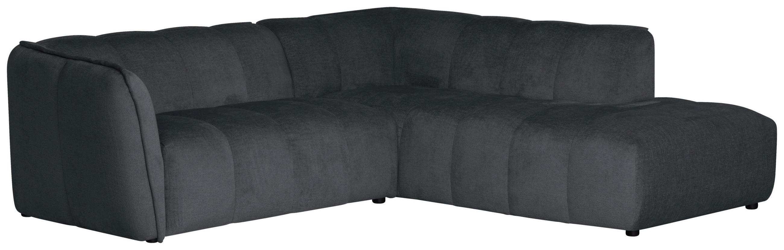 ECKSOFA  LIVOLI Grau Chenille  - Schwarz/Grau, Design, Textil (230/218cm) - MID.YOU