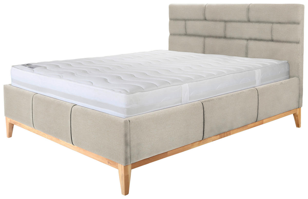 KÁRPITOZOTT ÁGY 180/200 cm  bézs  - bézs, Basics, műanyag/textil (180/200cm) - Carryhome