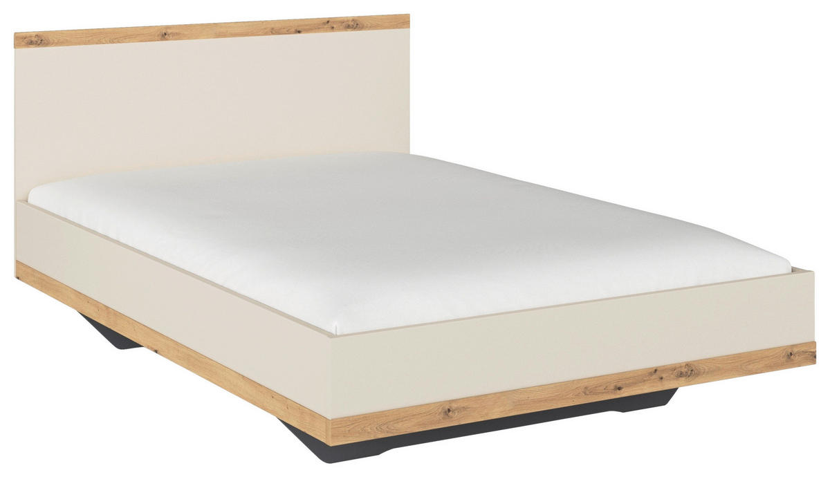 BETT 140/200 cm,  in Champagner, Eiche Artisan  - Champagner/Eiche Artisan, Design (140/200cm) - Stylife