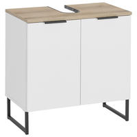 WASCHBECKENUNTERSCHRANK 60/60/35 cm  - Eichefarben/Schwarz, KONVENTIONELL, Holzwerkstoff/Metall (60/60/35cm) - home24