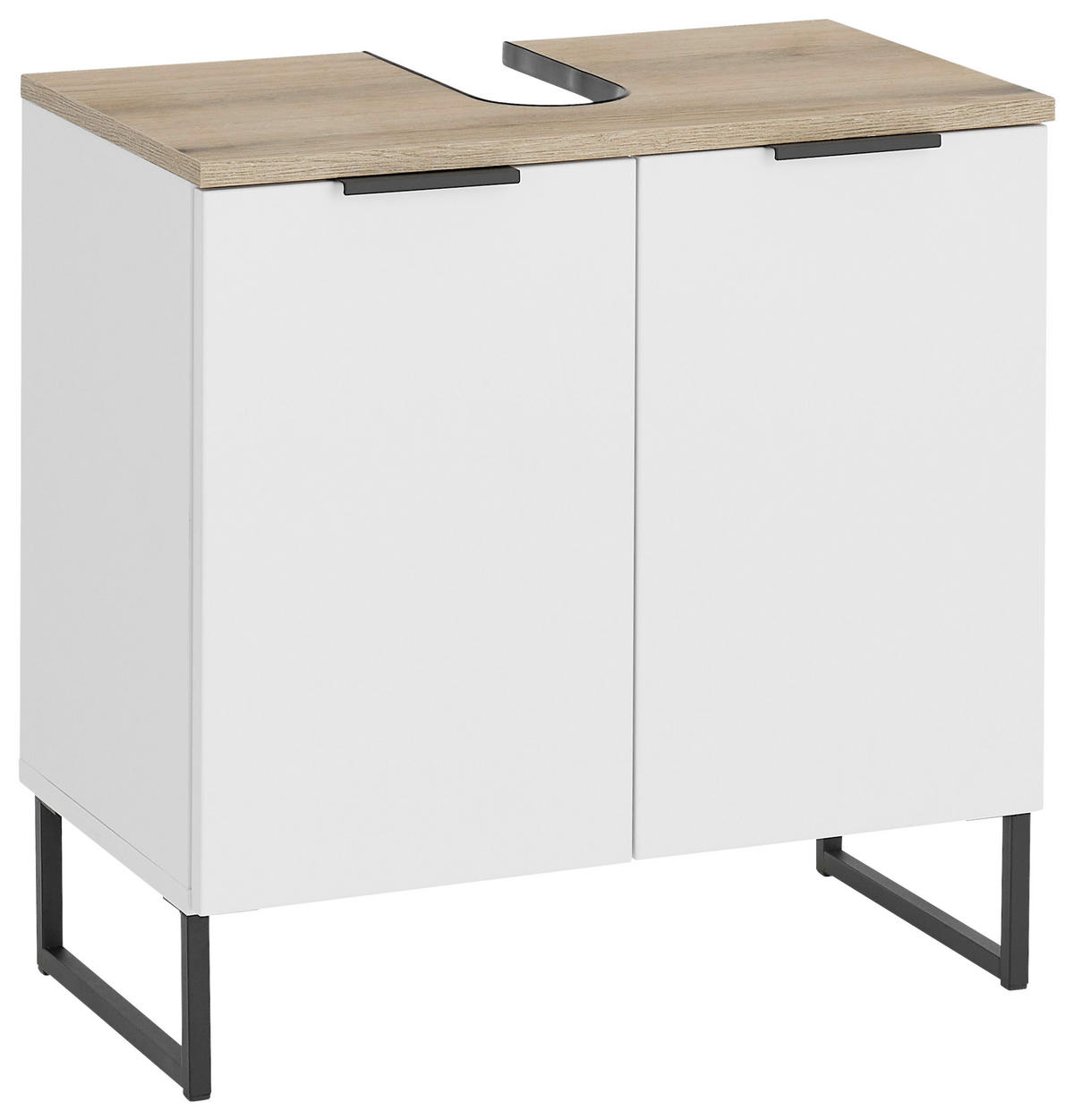 WASCHBECKENUNTERSCHRANK 60/60/35 cm  - Eichefarben/Schwarz, KONVENTIONELL, Holzwerkstoff/Metall (60/60/35cm) - home24