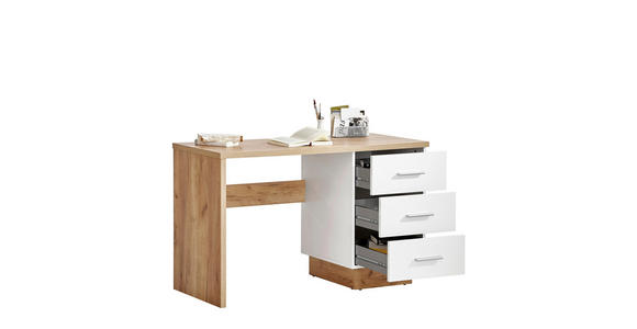 SCHREIBTISCH - Eichefarben/Alufarben, Basics, Holzwerkstoff/Kunststoff (120/75/50cm) - Hom`in