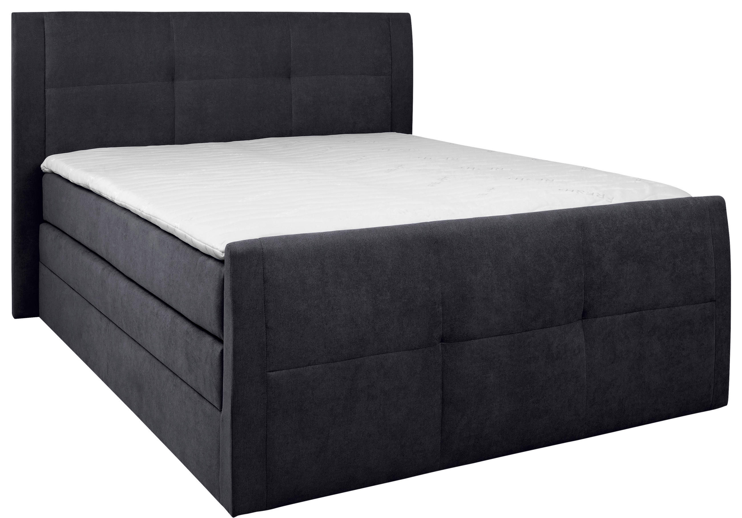 BOXSPRINGBETT 120/200 cm  in Dunkelgrau  - Dunkelgrau/Schwarz, KONVENTIONELL, Kunststoff/Textil (120/200cm) - Boxxx
