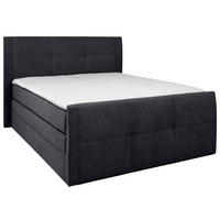 BOXSPRINGBETT 140/200 cm  in Dunkelgrau  - Dunkelgrau/Schwarz, KONVENTIONELL, Kunststoff/Textil (140/200cm) - Boxxx