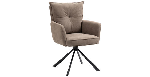 ARMLEHNSTUHL in Eisen Cord - Schwarz/Braun, Design, Textil/Metall (60/95/67cm) - Novel