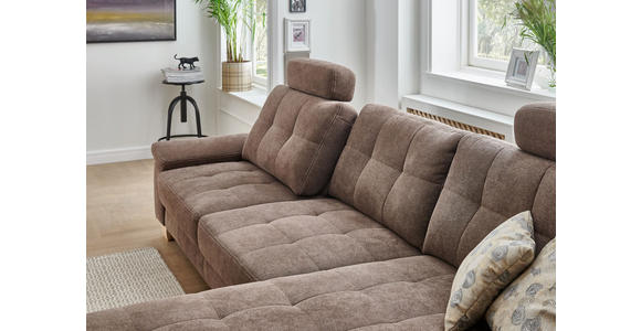 WOHNLANDSCHAFT Hellbraun Webstoff - Hellbraun/Eichefarben, Natur, Holz/Textil (336/174cm) - Voleo