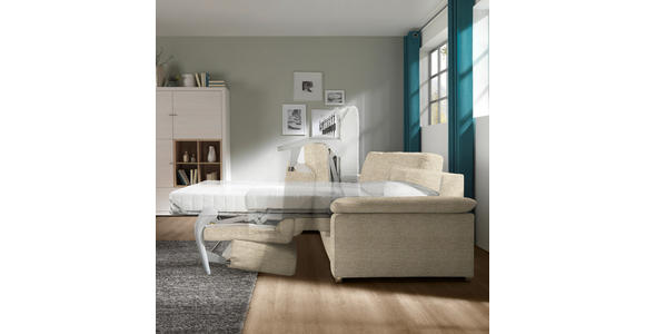 ECKSOFA in Flachgewebe Hellbraun - Chromfarben/Hellbraun, KONVENTIONELL, Textil/Metall (176/285cm) - Novel