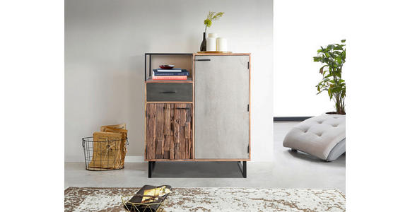 KOMMODE Grau, Akaziefarben, Hellbraun 100/122/40 cm - Hellbraun/Schwarz, Design, Holz/Stein (100/122/40cm) - Carryhome