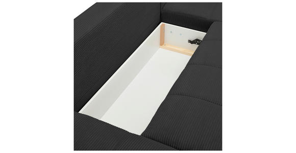 WOHNLANDSCHAFT Schwarz Cord  - Chromfarben/Schwarz, KONVENTIONELL, Kunststoff/Textil (180/376/180cm) - Carryhome