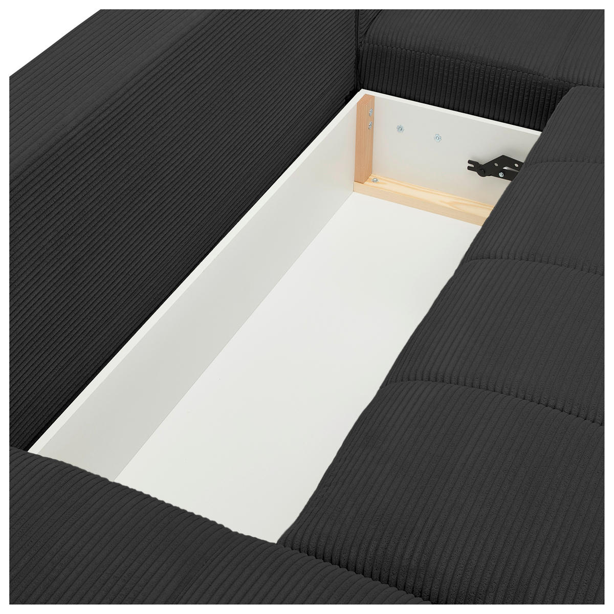 WOHNLANDSCHAFT Schwarz Cord  - Chromfarben/Schwarz, KONVENTIONELL, Kunststoff/Textil (180/376/180cm) - Carryhome