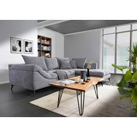 ECKSOFA in Flachgewebe Grau  307/224 cm  - Schwarz/Grau, Design, Textil/Metall (307/224cm) - Stylife
