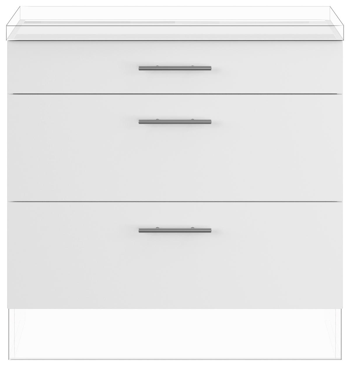 SCHUBKASTENUNTERSCHRANK 90/87,8/57,6 cm  in Weiß  - Edelstahlfarben/Weiß, Basics, Holzwerkstoff/Metall (90/87,8/57,6cm) - Impuls