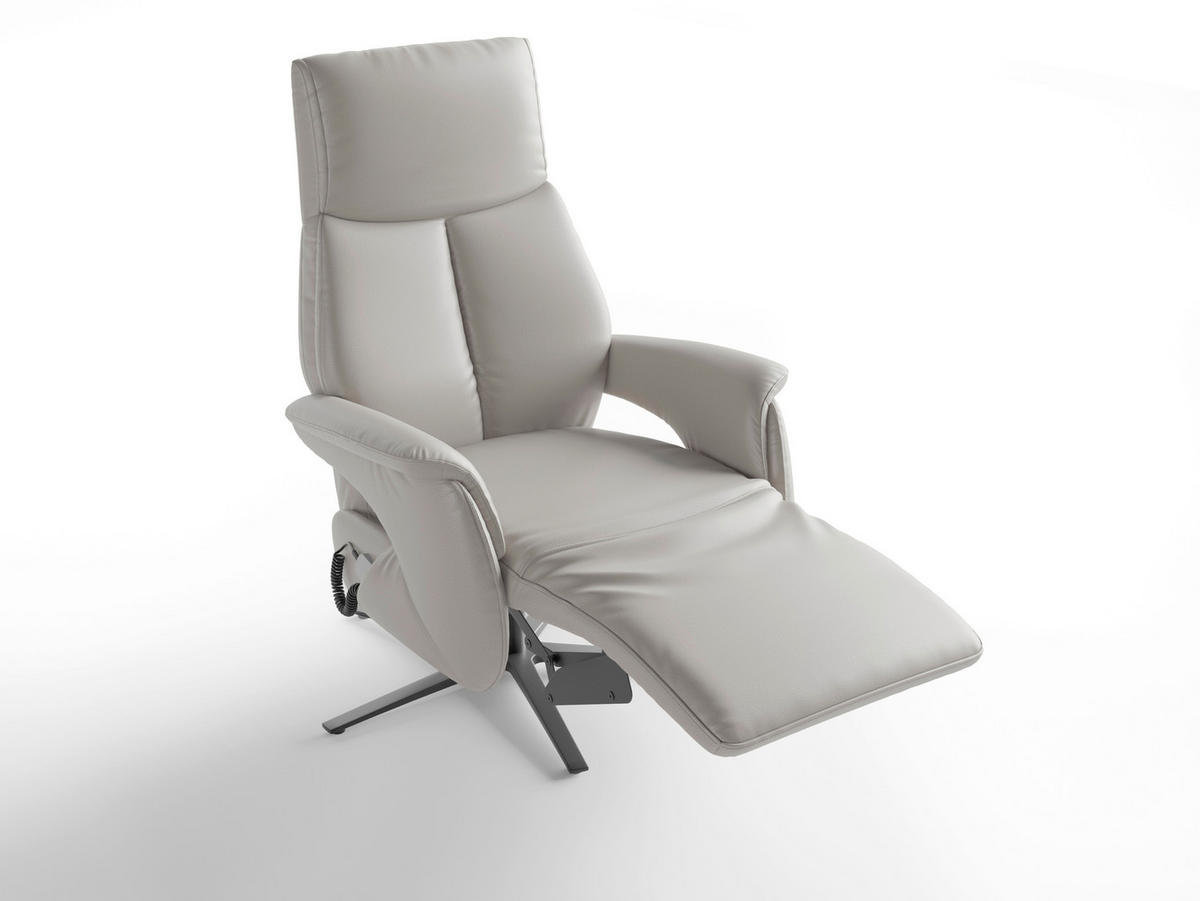 RELAXSESSEL in Leder Hellgrau  - Hellgrau/Schwarz, Basics, Leder/Metall (75/110/85cm) - Sit & More