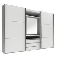 GARDEROB MED SKJUTDÖRRAR 300/216/65 cm 3-dörrar - vit/kromfärg, Modern, metall/trämaterial (300/216/65cm) - MID.YOU