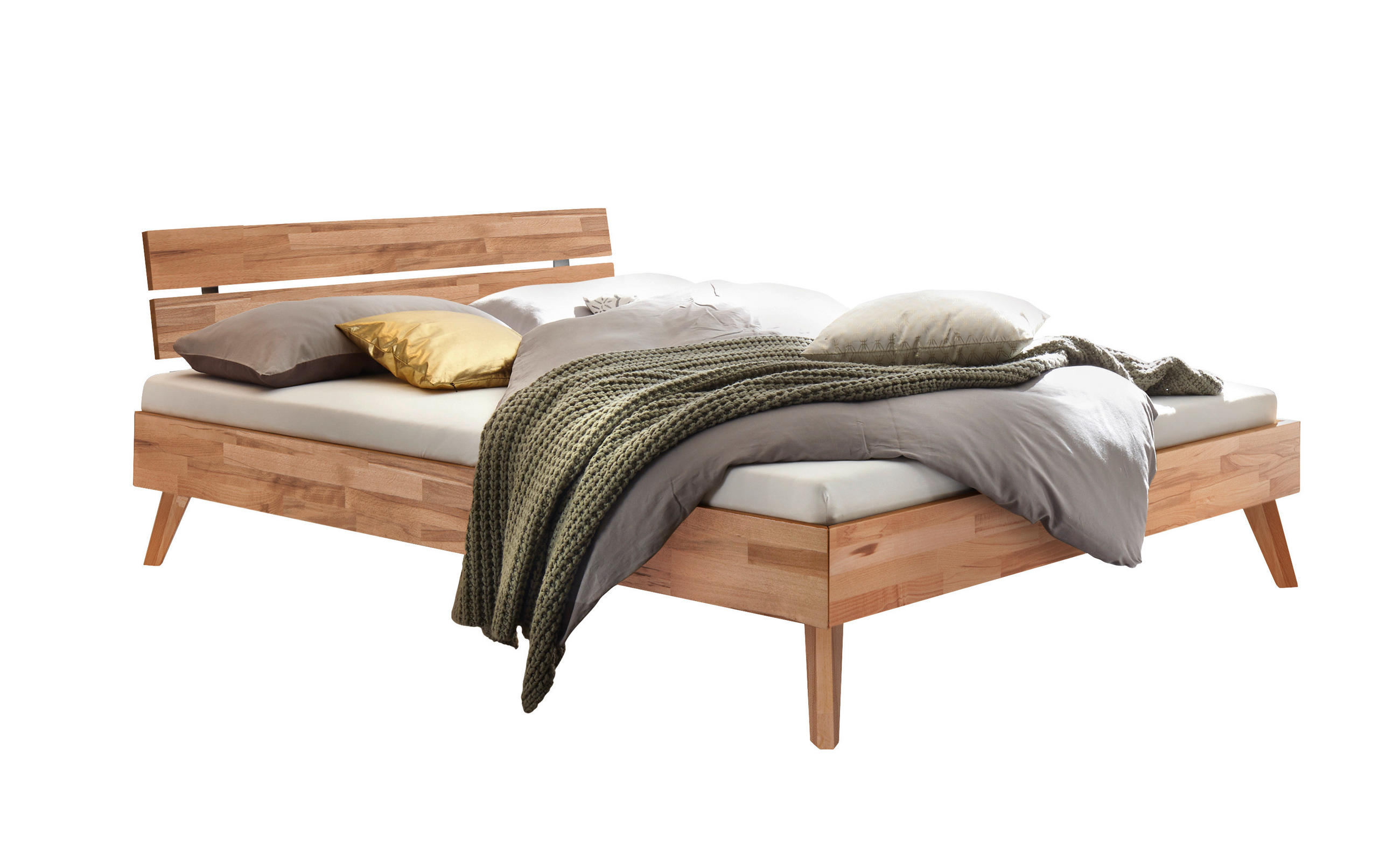 BETT 200/200 cm  Kernbuche   - Buchefarben/Kernbuche, Design, Holz (200/200cm) - Hasena