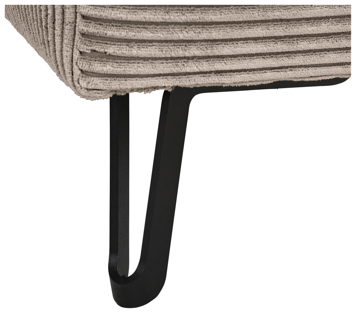 ECKSOFA Taupe Cord  - Taupe/Schwarz, KONVENTIONELL, Textil/Metall (250/185cm) - Carryhome