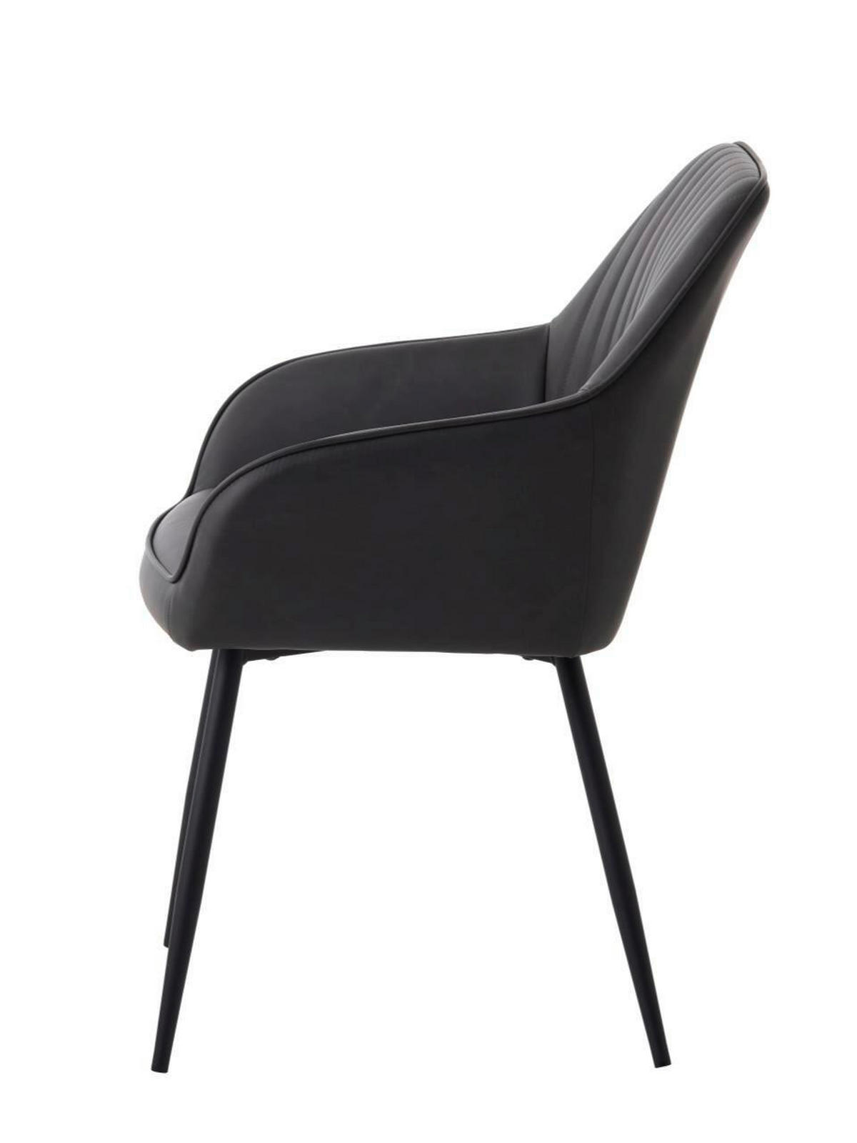 ARMLEHNSTUHL-SET 2 Stück  in Lederlook  - Dunkelgrau/Schwarz, MODERN, Textil/Metall (58/84/59,5cm) - Livetastic