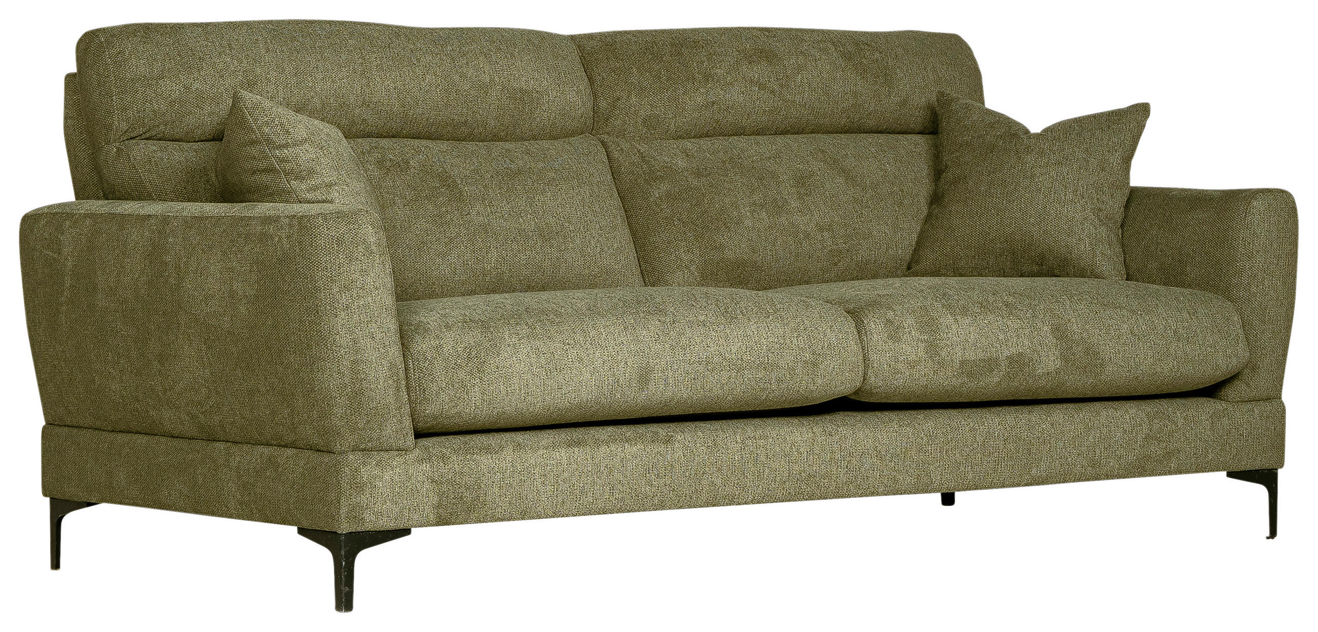 3-SITS SOFFA i struktur olivgrön  - olivgrön/svart, Klassisk, metall/trä (225/98/101cm) - Novel