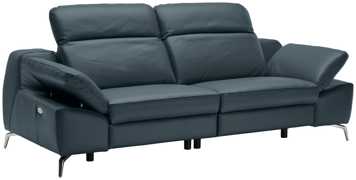 HÁROMÜLÉSES KANAPÉ bőr sötétkék  - sötétkék, Design, bőr/fém (234/83-99/110cm) - Celina Home