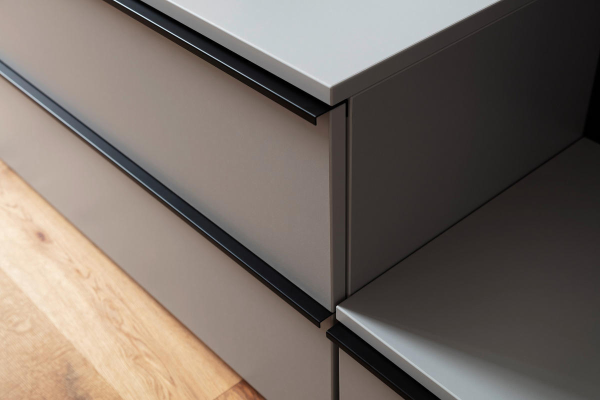 LOWBOARD  in 300/50/45 cm  - Anthrazit/Schwarz, Design, Holzwerkstoff/Metall (300/50/45cm) - Moderano