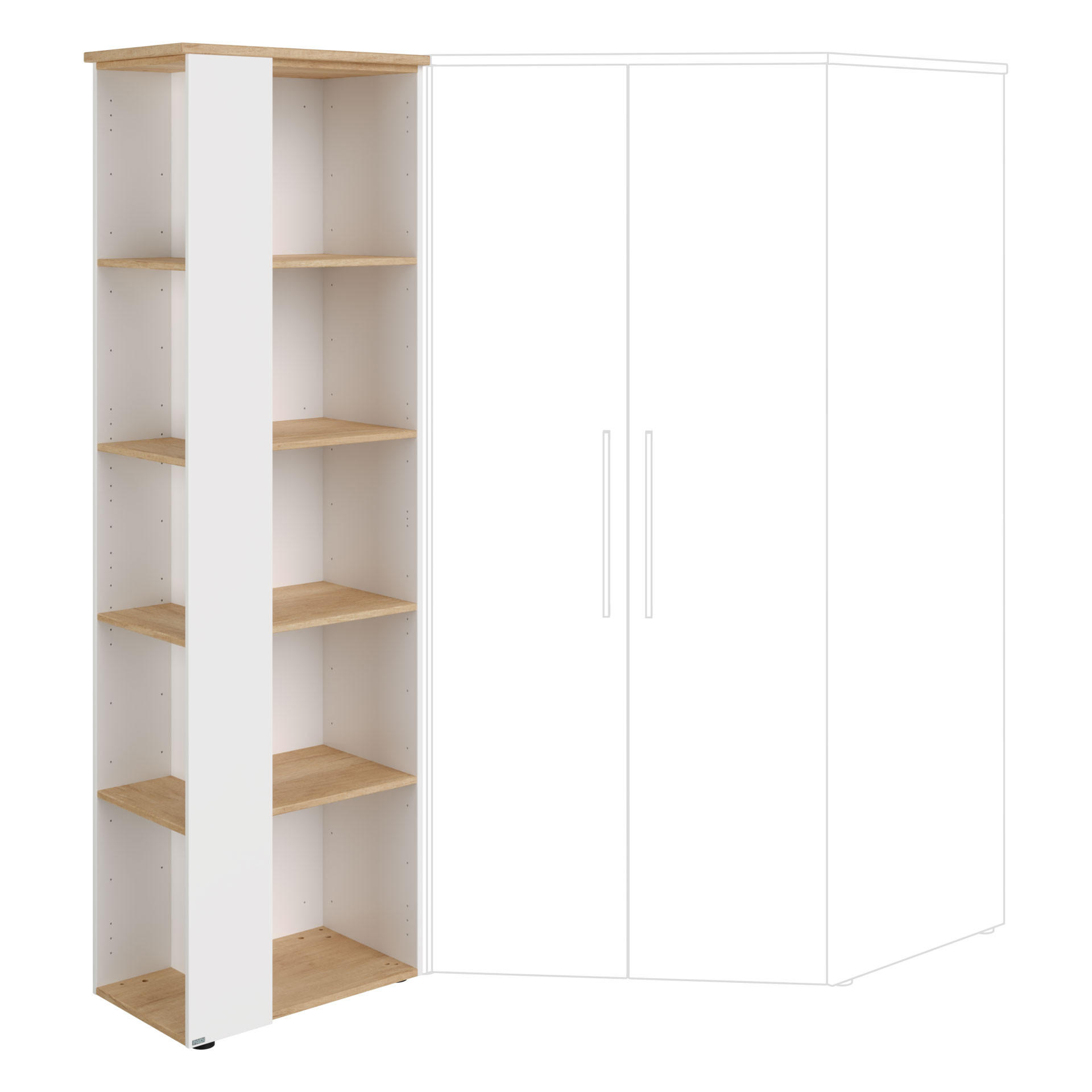 Paidi Eckregal Weiß, Eiche 40.2x206x64.2 cm