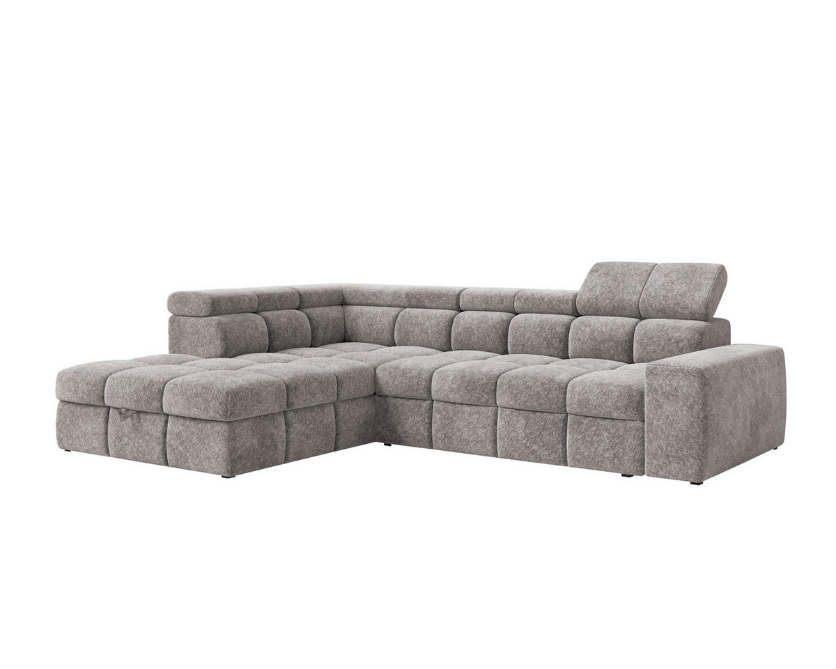 ECKSOFA  in Chenille Graubraun  - Graubraun/Schwarz, MODERN, Kunststoff/Textil (204/292cm) - Milino