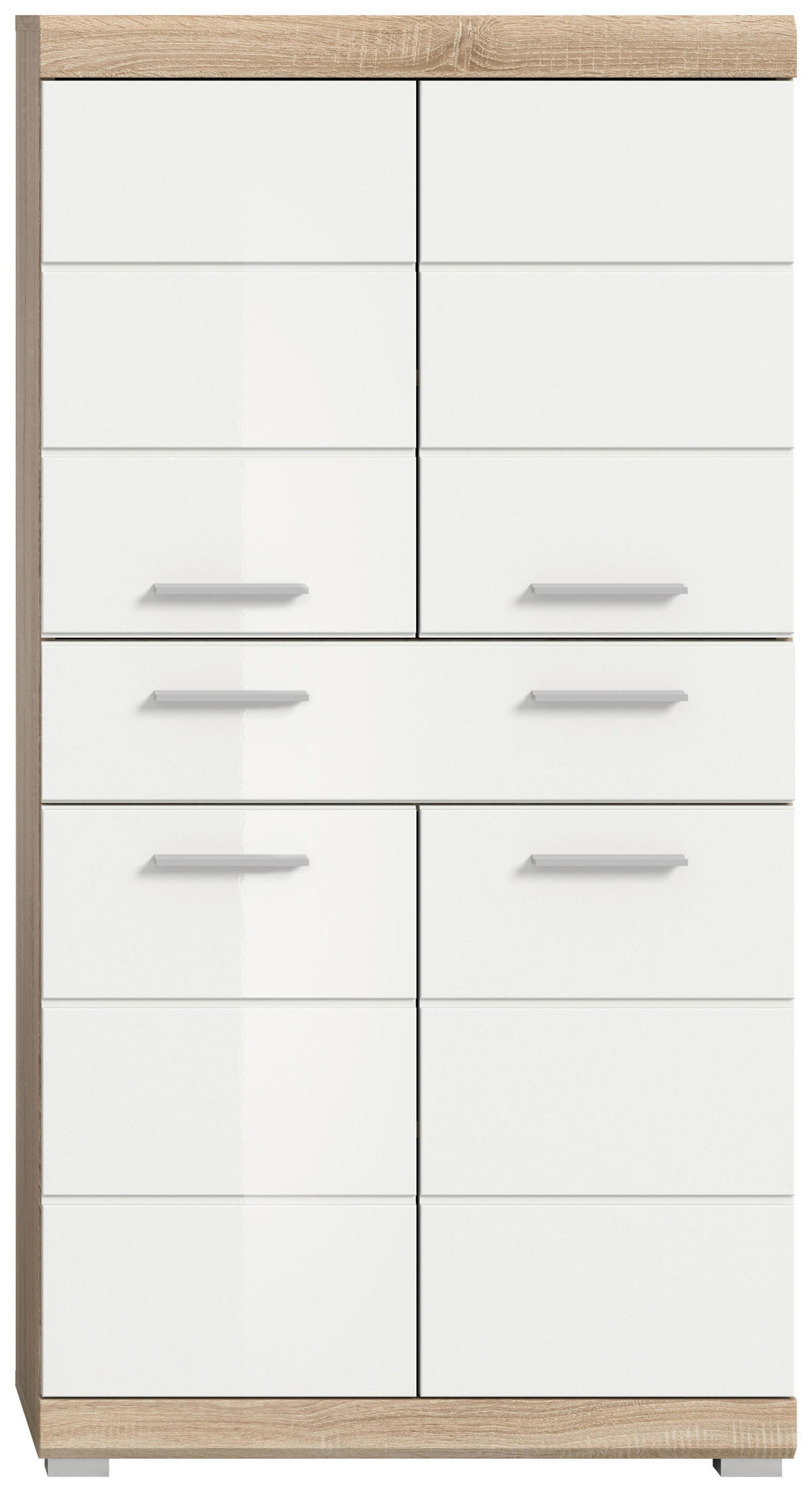 SREDNJE VISOKA OMARA 74/141/31 cm  - srebrne barve/bela, Moderno, umetna masa/leseni material (74/141/31cm) - MID.YOU