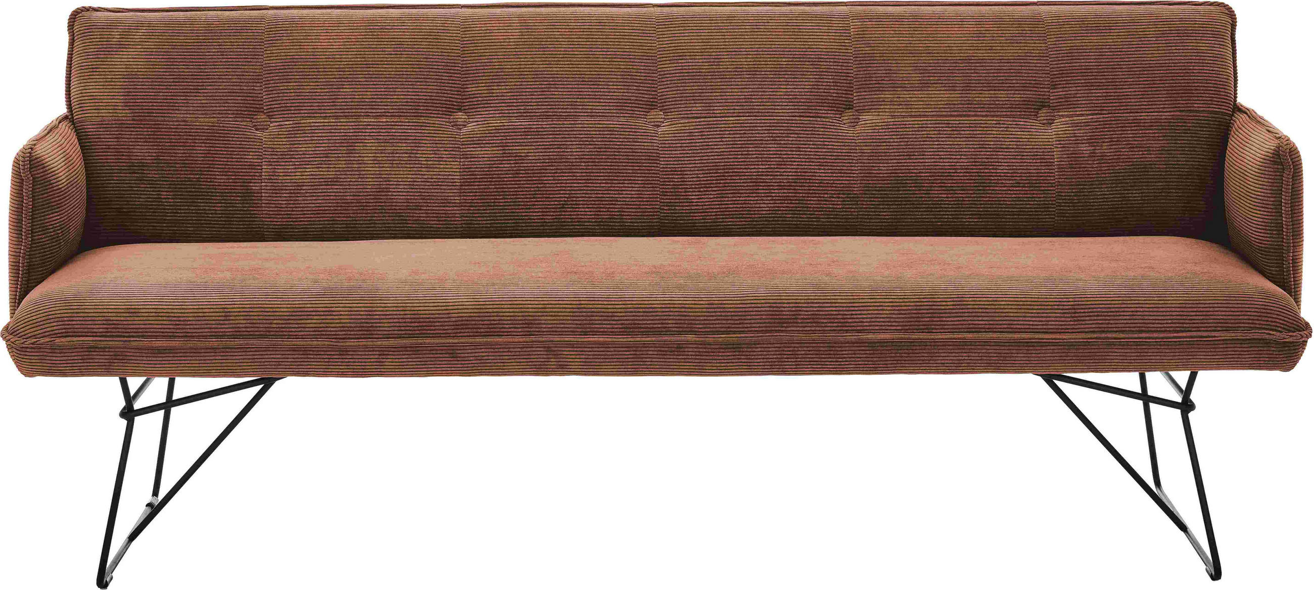 SITZBANK 212/89/70 cm Feincord Rostfarben Metall  - Rostfarben/Schwarz, Design, Textil/Metall (212/89/70cm) - Pure Home Lifestyle