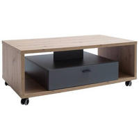 SOFFBORD i trämaterial 115/65/43 cm  - grå/ekfärgad, Design, metall/trämaterial (115/65/43cm) - MID.YOU