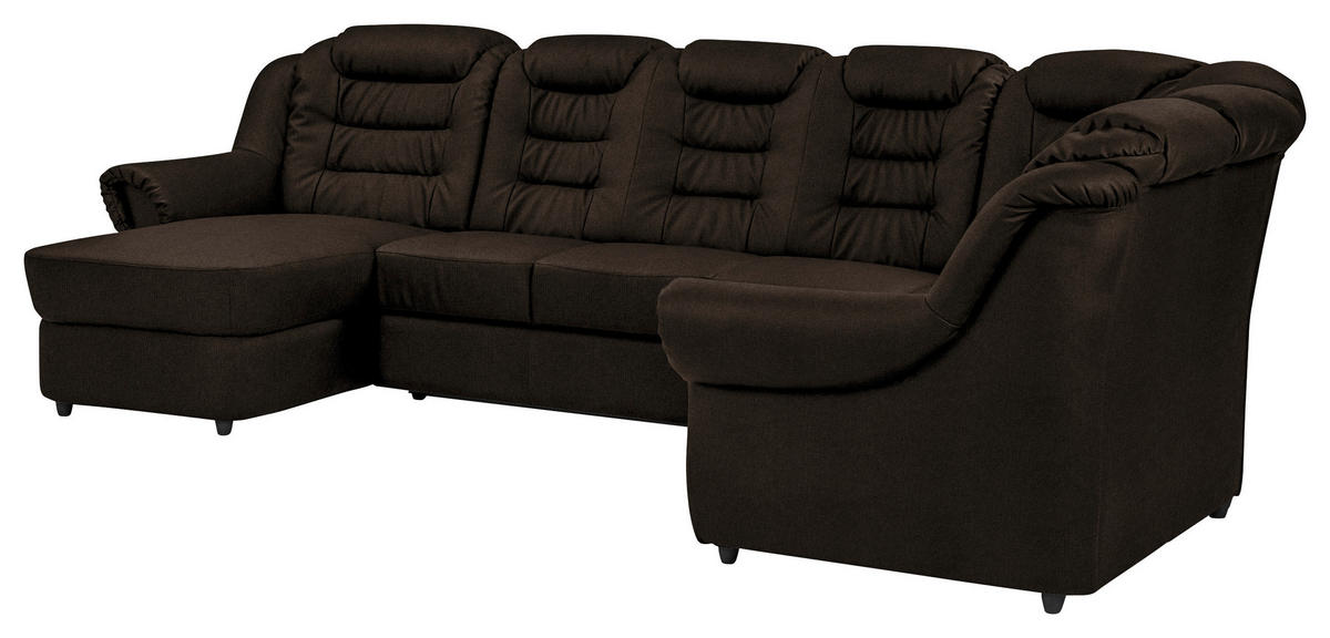 WOHNLANDSCHAFT in Chenille Braun  - Schwarz/Braun, Konventionell, Kunststoff/Textil (165/333/216cm) - Livetastic